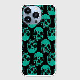 Чехол для iPhone 13 Pro с принтом Узор из зелёных черепков в городе Новоалтайск,  |  | fashion | hype | pattern | skull | мода | узор | хайп | череп