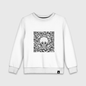 Детский свитшот хлопок с принтом QR Skull в городе Новоалтайск, 100% хлопок | круглый вырез горловины, эластичные манжеты, пояс и воротник | coronavirus | covid | covid19 | qr code | qr код | sputnik | вакцина | вакцинация | вирус | здоровье | изоляция | иммунитет | карантин | ковид | код | корона | коронавирус | маркировка | маска | матрица | п | пандемия