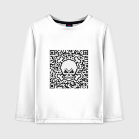 Детский лонгслив хлопок с принтом QR Skull в городе Новоалтайск, 100% хлопок | круглый вырез горловины, полуприлегающий силуэт, длина до линии бедер | coronavirus | covid | covid19 | qr code | qr код | sputnik | вакцина | вакцинация | вирус | здоровье | изоляция | иммунитет | карантин | ковид | код | корона | коронавирус | маркировка | маска | матрица | п | пандемия
