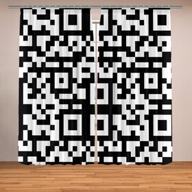 Фотошторы с принтом qr code куаркод в городе Новоалтайск, Блэкаут (светозащита 90%) / Габардин (светозащита 40% | 2 полотна шириной по 145 см; Высота 200-300 см; Крепление: шторная лента (на крючки); | covid | qr code | антикороновирус | ковид | куаркод | привика