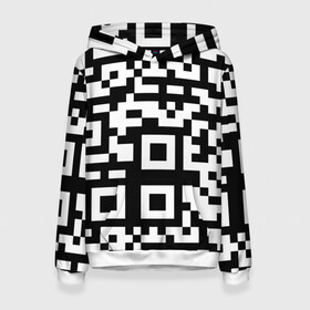 Женская толстовка 3D с принтом qr code куаркод в городе Новоалтайск, 100% полиэстер  | двухслойный капюшон со шнурком для регулировки, мягкие манжеты на рукавах и по низу толстовки, спереди карман-кенгуру с мягким внутренним слоем. | covid | qr code | антикороновирус | ковид | куаркод | привика