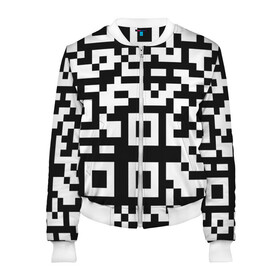 Женский бомбер 3D с принтом qr code куаркод в городе Новоалтайск, 100% полиэстер | застегивается на молнию, по бокам два кармана без застежек, мягкие манжеты, по низу бомбера и на воротнике — эластичная резинка | covid | qr code | антикороновирус | ковид | куаркод | привика