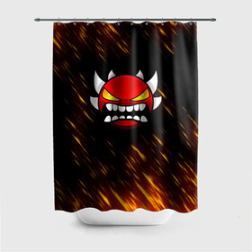 Штора 3D для ванной с принтом [Geometry Dash]   Неоновые штрихи в городе Новоалтайск, 100% полиэстер | плотность материала — 100 г/м2. Стандартный размер — 146 см х 180 см. По верхнему краю — пластиковые люверсы для креплений. В комплекте 10 пластиковых колец | 2d | arcade | demon | game | geometry dash | levels | meltdown | robtop | smile | аркада | геометрический тире | демон | раннер | смайлы | уровни | эмоции