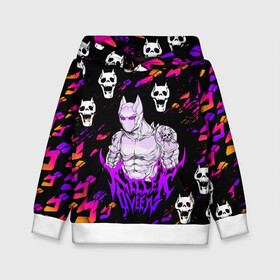 Детская толстовка 3D с принтом JOJO   KILLER QUEEN   КОРОЛЕВА УБИЙЦА   ДЖО ДЖО в городе Новоалтайск, 100% полиэстер | двухслойный капюшон со шнурком для регулировки, мягкие манжеты на рукавах и по низу толстовки, спереди карман-кенгуру с мягким внутренним слоем | Тематика изображения на принте: adventure | jojo | jojos bizarre | jojos bizarre adventure | killer queen | pattern | yare yare daze | аниме | брызги | джоджо | манга | узор | яре яре дазе