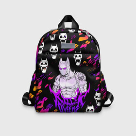 Детский рюкзак 3D с принтом JOJO   KILLER QUEEN   КОРОЛЕВА УБИЙЦА   ДЖО ДЖО в городе Новоалтайск, 100% полиэстер | лямки с регулируемой длиной, сверху петелька, чтобы рюкзак можно было повесить на вешалку. Основное отделение закрывается на молнию, как и внешний карман. Внутри дополнительный карман. По бокам два дополнительных кармашка | adventure | jojo | jojos bizarre | jojos bizarre adventure | killer queen | pattern | yare yare daze | аниме | брызги | джоджо | манга | узор | яре яре дазе