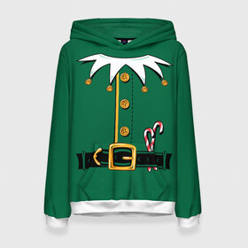 Женская толстовка 3D с принтом Christmas Elf Outfit в городе Новоалтайск, 100% полиэстер  | двухслойный капюшон со шнурком для регулировки, мягкие манжеты на рукавах и по низу толстовки, спереди карман-кенгуру с мягким внутренним слоем. | christmas | claus | clothes | deer | elf | frost | helpers | new | north | outfit | pole | santa | year | год | дед | клаус | мороз | новый | одежда | олени | полюс | помощники | рождественский | рождество | санта | санты | северный | эльф