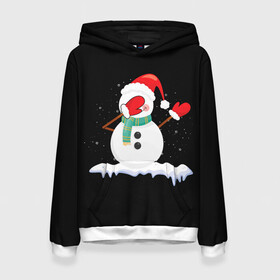 Женская толстовка 3D с принтом Cartoon Dab Snowman в городе Новоалтайск, 100% полиэстер  | двухслойный капюшон со шнурком для регулировки, мягкие манжеты на рукавах и по низу толстовки, спереди карман-кенгуру с мягким внутренним слоем. | 2022 | 22 | cartoon | christmas | dab | dub | mult | new | notes | scarf | snow | snowman | snowy | woman | year | баба | год | даб | мультяшный | новый | очки | рождество | снег | снеговик | снежная | шарф