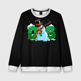 Детский свитшот 3D с принтом Classic Dab SnowMan в городе Новоалтайск, 100% полиэстер | свободная посадка, прямой крой, мягкая тканевая резинка на рукавах и понизу свитшота | Тематика изображения на принте: 2022 | 22 | christmas | dab | dub | man | new | notes | scarf | snow | snowman | snowy | woman | year | баба | год | даб | классический | новый | ноты | очки | рождество | снег | снеговик | снежная | шарф