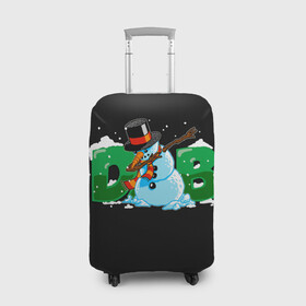 Чехол для чемодана 3D с принтом Classic Dab SnowMan в городе Новоалтайск, 86% полиэфир, 14% спандекс | двустороннее нанесение принта, прорези для ручек и колес | 2022 | 22 | christmas | dab | dub | man | new | notes | scarf | snow | snowman | snowy | woman | year | баба | год | даб | классический | новый | ноты | очки | рождество | снег | снеговик | снежная | шарф