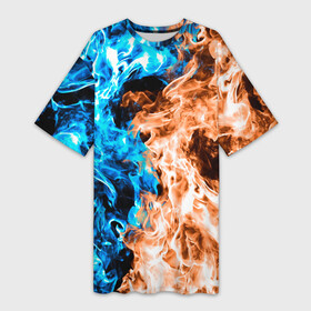 Платье-футболка 3D с принтом Огненное пламя в городе Новоалтайск,  |  | blue fire | blue flame | fire | fire and ice | fire and water | flame | neon | в огне | горящий | инь ян | инь янь | искры | неон | неоновый огонь | огненный | огонь | огонь и вода | огонь и лед | пламя | пожар | противостояние