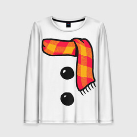 Женский лонгслив 3D с принтом Snowman Outfit в городе Новоалтайск, 100% полиэстер | длинные рукава, круглый вырез горловины, полуприлегающий силуэт | attributes | buttons | christmas | new | scarf | snow | snowman | snowy | woman | year | атрибутика | баба | год | новый | пуговица | пуговицы | рождество | снег | снеговик | снежная | шарф