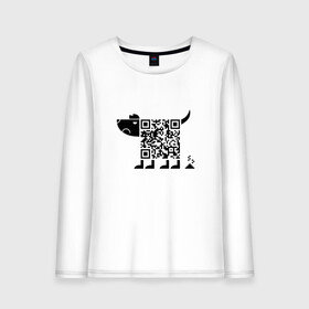 Женский лонгслив хлопок с принтом QR DOG QR КОД в городе Новоалтайск, 100% хлопок |  | mems | qr code | qr dog | qr дог | qr код | qrcode | qrкод | quick response code | дог | куар | куар код | кью ар код | матричных штриховых кодов | мем | прикол | штриховых кодов | шутка