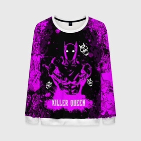 Мужской свитшот 3D с принтом JOJO   KILLER QUEEN   КОРОЛЕВА УБИЙЦА   АРТ в городе Новоалтайск, 100% полиэстер с мягким внутренним слоем | круглый вырез горловины, мягкая резинка на манжетах и поясе, свободная посадка по фигуре | Тематика изображения на принте: adventure | jojo | jojos bizarre | jojos bizarre adventure | killer queen | pattern | yare yare daze | аниме | брызги | джоджо | манга | розовый | узор | яре яре дазе