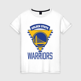 Женская футболка хлопок с принтом Golden State Warriors | Голден Стейт НБА. в городе Новоалтайск, 100% хлопок | прямой крой, круглый вырез горловины, длина до линии бедер, слегка спущенное плечо | champion | golden | nba | sport | state | usa | warriors | баскетбол | воины | голден | нба | спорт | стейт | сша | чемпион