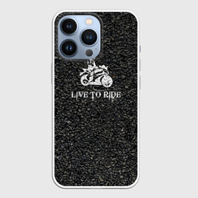 Чехол для iPhone 13 Pro с принтом Live to ride asphalt theme в городе Новоалтайск,  |  | Тематика изображения на принте: асфальт | байк | байкеры | гонки | гонщик | дорога | железный конь | колеса | мото | мотогонки | мотоцикл | райд | скорость | шлем