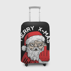 Чехол для чемодана 3D с принтом Merry x - mas Плохой дед мороз в городе Новоалтайск, 86% полиэфир, 14% спандекс | двустороннее нанесение принта, прорези для ручек и колес | 2022 | bad santa | комикс | новый год | рождество