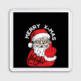 Магнит 55*55 с принтом Merry x - mas Плохой дед мороз в городе Новоалтайск, Пластик | Размер: 65*65 мм; Размер печати: 55*55 мм | 2022 | bad santa | комикс | новый год | рождество
