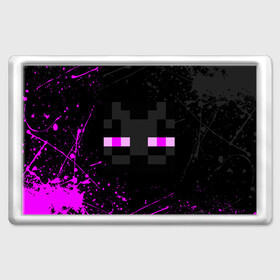 Магнит 45*70 с принтом MINECRAFT ЭНДЕРМЕН ЛИЦО БРЫЗГИ КРАСОК в городе Новоалтайск, Пластик | Размер: 78*52 мм; Размер печати: 70*45 | Тематика изображения на принте: 2022 | block | creeper | cube | minecraft | piggy | pixel | tnt | блок | гаст | геометрия | дед мороз | крафт | крипер | кубики | майнкрафт | новогодний minecraft | новогодний майнкрафт | новый год | пиксели | санта клаус | свинья | тнт