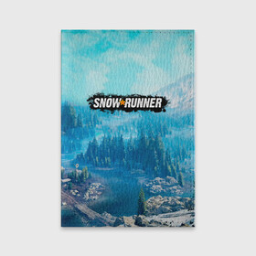 Обложка для паспорта матовая кожа с принтом SnowRunner СноуРаннер логотип в городе Новоалтайск, натуральная матовая кожа | размер 19,3 х 13,7 см; прозрачные пластиковые крепления | Тематика изображения на принте: race | snowrunner | гонки | гонки по бездорожью | гоночные игры | зимние гонки | снежные гонки | снежный бегун | сноу раннер | сноураннер