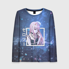 Женский лонгслив 3D с принтом Zero Two в платье, Darling in the Franxx в городе Новоалтайск, 100% полиэстер | длинные рукава, круглый вырез горловины, полуприлегающий силуэт | darling | darling in the franxx | zero two | вайфу | зеро ту | код 002 | любимый во франксе | милый во франксе | франкс