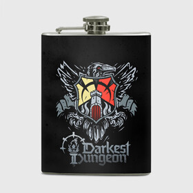 Фляга с принтом Darkest Dungeon герб в городе Новоалтайск, металлический корпус | емкость 0,22 л, размер 125 х 94 мм. Виниловая наклейка запечатывается полностью | darkest dungeon | dd | rpg | the butchers circus | the colour of madness | the crimson court | the shieldbreaker | игры | подземелье | темнейшее подземелье