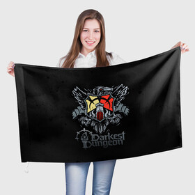 Флаг 3D с принтом Darkest Dungeon герб в городе Новоалтайск, 100% полиэстер | плотность ткани — 95 г/м2, размер — 67 х 109 см. Принт наносится с одной стороны | darkest dungeon | dd | rpg | the butchers circus | the colour of madness | the crimson court | the shieldbreaker | игры | подземелье | темнейшее подземелье