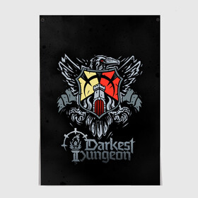 Постер с принтом Darkest Dungeon герб в городе Новоалтайск, 100% бумага
 | бумага, плотность 150 мг. Матовая, но за счет высокого коэффициента гладкости имеет небольшой блеск и дает на свету блики, но в отличии от глянцевой бумаги не покрыта лаком | darkest dungeon | dd | rpg | the butchers circus | the colour of madness | the crimson court | the shieldbreaker | игры | подземелье | темнейшее подземелье