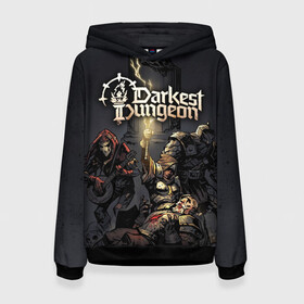 Женская толстовка 3D с принтом Darkest Dungeon Темнейшее подземелье в городе Новоалтайск, 100% полиэстер  | двухслойный капюшон со шнурком для регулировки, мягкие манжеты на рукавах и по низу толстовки, спереди карман-кенгуру с мягким внутренним слоем. | Тематика изображения на принте: darkest dungeon | dd | rpg | the butchers circus | the colour of madness | the crimson court | the shieldbreaker | игры | подземелье | темнейшее подземелье