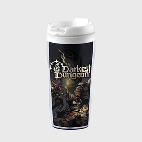 Термокружка-непроливайка с принтом Darkest Dungeon Темнейшее подземелье в городе Новоалтайск, внутренняя часть — пищевой пластик, наружная часть — прозрачный пластик, между ними — полиграфическая вставка с рисунком | объем — 350 мл, герметичная крышка | Тематика изображения на принте: darkest dungeon | dd | rpg | the butchers circus | the colour of madness | the crimson court | the shieldbreaker | игры | подземелье | темнейшее подземелье