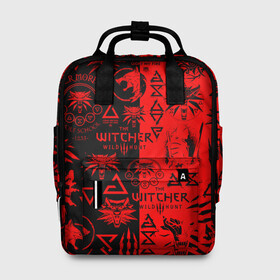 Женский рюкзак 3D с принтом THE WITCHER LOGOBOMBING BLACK RED в городе Новоалтайск, 100% полиэстер | лямки с регулируемой длиной, сверху ручки, чтобы рюкзак нести как сумку. Основное отделение закрывается на молнию, как и внешний карман. Внутри два дополнительных кармана, один из которых закрывается на молнию. По бокам два дополнительных кармашка, куда поместится маленькая бутылочка
 | geralt | the witcher | the witcher wild hunt | witcher | wolf | аард | аксий | белый волк | бестиарий | ведьмак | ведьмак 3 | волк | геральт | игни | ирден | йенифер | каер морхен | квен | охотник | трисс | цири | школа волка