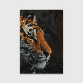 Обложка для паспорта матовая кожа с принтом АМУРСКИЙ ТИГР TIGER в городе Новоалтайск, натуральная матовая кожа | размер 19,3 х 13,7 см; прозрачные пластиковые крепления | 2022 | amur tiger | beast | fangs | happy new year | merry christmas | new year | predator | snow | stars | stern grin | stern look | winter | year of the tiger | амурский тигр | год тигра | зверь | зима | клыки | новый год | снег | суровый взгл