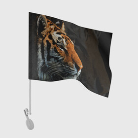 Флаг для автомобиля с принтом АМУРСКИЙ ТИГР TIGER в городе Новоалтайск, 100% полиэстер | Размер: 30*21 см | 2022 | amur tiger | beast | fangs | happy new year | merry christmas | new year | predator | snow | stars | stern grin | stern look | winter | year of the tiger | амурский тигр | год тигра | зверь | зима | клыки | новый год | снег | суровый взгл