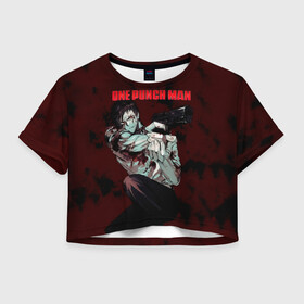 Женская футболка Crop-top 3D с принтом Зомбимен с пистолетом One Punch-Man в городе Новоалтайск, 100% полиэстер | круглая горловина, длина футболки до линии талии, рукава с отворотами | one punch man | one punchman | onepunchman | sanpuru 66go | zonbiman | аниме | ван панч мен | ванпанчмен | зомбимен | манга | образец  66 | палата эволюции | человек одинудар | человек одного удара