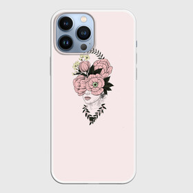 Чехол для iPhone 13 Pro Max с принтом Девушка в цветах rose thteme в городе Новоалтайск,  |  | букет | девочкам | девушка | для девушек | женское | живопись | портрет | цветы