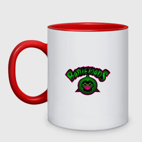 Кружка двухцветная с принтом Battletoads Жабы Ропухи в городе Новоалтайск, керамика | объем — 330 мл, диаметр — 80 мм. Цветная ручка и кайма сверху, в некоторых цветах — вся внутренняя часть | Тематика изображения на принте: жабы | зеленый | ропухи | шкрек