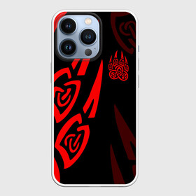 Чехол для iPhone 13 Pro с принтом ПЕЧАТЬ ВЕЛЕСА КРАСНЫЕ КОГТИ в городе Новоалтайск,  |  | runes | wolf | велес | волк | древние знаки | звезда руси | знак рода | знаки | иероглифы | когти | коловрат | лапа | одал | одал руна | паутина вирд | перунова сила | печать велеса | руны | русь | сварог