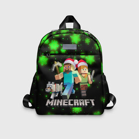 Детский рюкзак 3D с принтом НОВОГОДНИЙ MINECRAFT ГЕРОИ ИГРЫ в городе Новоалтайск, 100% полиэстер | лямки с регулируемой длиной, сверху петелька, чтобы рюкзак можно было повесить на вешалку. Основное отделение закрывается на молнию, как и внешний карман. Внутри дополнительный карман. По бокам два дополнительных кармашка | 2022 | block | creeper | cube | minecraft | piggy | pixel | tnt | блок | гаст | геометрия | дед мороз | крафт | крипер | кубики | майнкрафт | новогодний minecraft | новогодний майнкрафт | новый год | пиксели | санта клаус | свинья | тнт