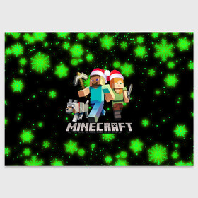 Поздравительная открытка с принтом НОВОГОДНИЙ MINECRAFT ГЕРОИ ИГРЫ в городе Новоалтайск, 100% бумага | плотность бумаги 280 г/м2, матовая, на обратной стороне линовка и место для марки
 | Тематика изображения на принте: 2022 | block | creeper | cube | minecraft | piggy | pixel | tnt | блок | гаст | геометрия | дед мороз | крафт | крипер | кубики | майнкрафт | новогодний minecraft | новогодний майнкрафт | новый год | пиксели | санта клаус | свинья | тнт