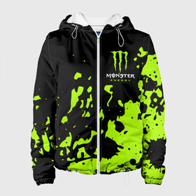 Женская куртка 3D с принтом Monster Energy green в городе Новоалтайск, ткань верха — 100% полиэстер, подклад — флис | прямой крой, подол и капюшон оформлены резинкой с фиксаторами, два кармана без застежек по бокам, один большой потайной карман на груди. Карман на груди застегивается на липучку | monster energy | sport | логтип | марка | марка энергетических напитков | монстр энерджи | спорт | энергетический напиток