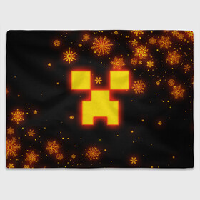 Плед 3D с принтом НОВОГОДНИЙ ОГНЕННЫЙ КРИПЕР CREEPER FIRE в городе Новоалтайск, 100% полиэстер | закругленные углы, все края обработаны. Ткань не мнется и не растягивается | 2022 | block | creeper | cube | minecraft | piggy | pixel | tnt | блок | гаст | геометрия | дед мороз | крафт | крипер | кубики | майнкрафт | новогодний minecraft | новогодний майнкрафт | новый год | пиксели | санта клаус | свинья | тнт