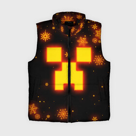 Женский жилет утепленный 3D с принтом НОВОГОДНИЙ ОГНЕННЫЙ КРИПЕР | CREEPER FIRE в городе Новоалтайск,  |  | 2022 | block | creeper | cube | minecraft | piggy | pixel | tnt | блок | гаст | геометрия | дед мороз | крафт | крипер | кубики | майнкрафт | новогодний minecraft | новогодний майнкрафт | новый год | пиксели | санта клаус | свинья | тнт
