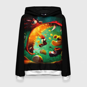 Женская толстовка 3D с принтом Rayman Legend в городе Новоалтайск, 100% полиэстер  | двухслойный капюшон со шнурком для регулировки, мягкие манжеты на рукавах и по низу толстовки, спереди карман-кенгуру с мягким внутренним слоем. | аркада | дракон | игра | кулак | рейман