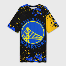 Платье-футболка 3D с принтом NBA GOLDEN STATE WARRIORS, БРЫЗГИ КРАСОК в городе Новоалтайск,  |  | golden state | golden state warriors | gsw | nba | usa | америка | баскетбол | брызги | брызги красок | голден стэйт уорриорз | гсв | краски | нба | сша