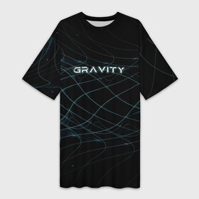 Платье-футболка 3D с принтом Gravity blue line theme в городе Новоалтайск,  |  | астрономия | астрофизика | вселенная | галактика | гравитация | звезды | космос | наука | открытие | притяжение | сила притяжения | сила тяжести | теория отностельности | эйнштейн