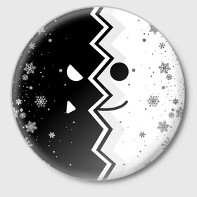 Значок с принтом НОВОГОДНИЙ GEOMETRY DASH SMILE 2022 в городе Новоалтайск,  металл | круглая форма, металлическая застежка в виде булавки | 2022 | 2d | arcade | demon | game | geometry dash | levels | meltdown | new year | robtop | smile | аркада | геометрический тире | демон | новогодний geometry dash | новогодний геометри даш | новый год | раннер | смайлы | уровни | эмоции