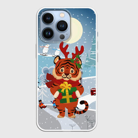 Чехол для iPhone 13 Pro с принтом Тигр с рожками оленя в городе Новоалтайск,  |  | 2022 | год тигра | новый год | новый год 2022 | символ года | тигр | тигренок | тигрица | тигры