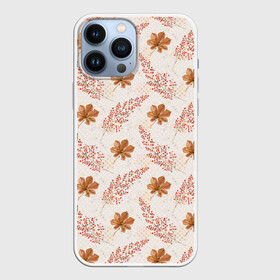 Чехол для iPhone 13 Pro Max с принтом осенние листья паттерн в городе Новоалтайск,  |  | Тематика изображения на принте: листочки | листья | осенняя | осень | цветы