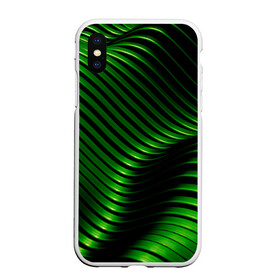 Чехол для iPhone XS Max матовый с принтом Волны изумрудного металла в городе Новоалтайск, Силикон | Область печати: задняя сторона чехла, без боковых панелей | абстрактные | волны | кранодар | металл | неон | светящиеся | синий | фк краснодар