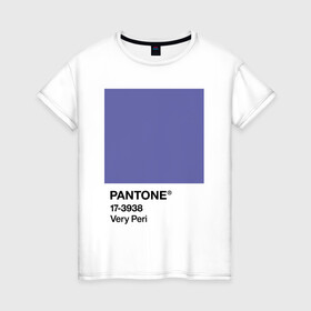 Женская футболка хлопок с принтом Цвет Pantone 2022 года - Very Peri в городе Новоалтайск, 100% хлопок | прямой крой, круглый вырез горловины, длина до линии бедер, слегка спущенное плечо | pantone | very peri | violet | графический дизайн | дизайн | дизайнерский мем | дизигн | дизигнер | мем | пантон | сиреневый | фиолетовый | цвет 2022 года | цвет года | цвет пантон