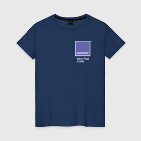 Женская футболка хлопок с принтом PANTONE 17-3938 Very Peri в городе Новоалтайск, 100% хлопок | прямой крой, круглый вырез горловины, длина до линии бедер, слегка спущенное плечо | pantone | very peri | violet | графический дизайн | дизайн | дизайнерский мем | дизигн | дизигнер | мем | пантон | сиреневый | фиолетовый | цвет 2022 года | цвет года | цвет пантон